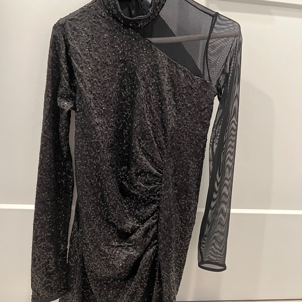 weissman black sequin dress